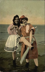 Two Women Wading at the Shore Postcard