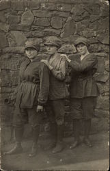 Three Young Women Dressed as Boys Postcard