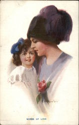 Mother and Child with Rose Women Postcard Postcard