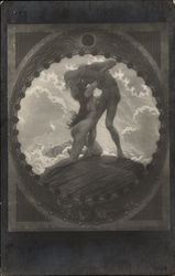 "The Earth" - Nude Man & Woman Embracing Postcard