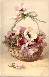 Basket of Pansies Flowers Postcard Postcard