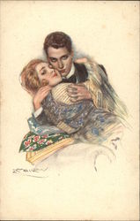 Couple in Romantic Embrace Postcard