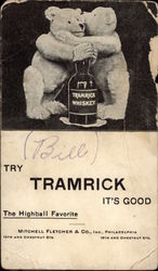 Tramrick Whiskey Ad with Bears Advertising Postcard Postcard