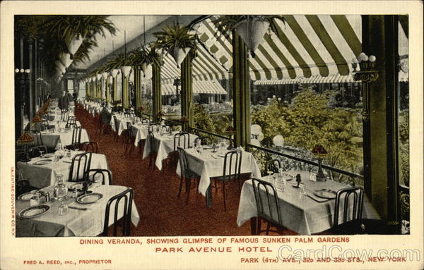 Park Avenue Hotel - Dining Veranda and Sunken Palm Gardens New York
