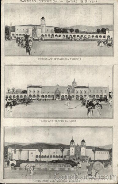 Views of 3 Buildings of the San Diego Exposition, 1915 California