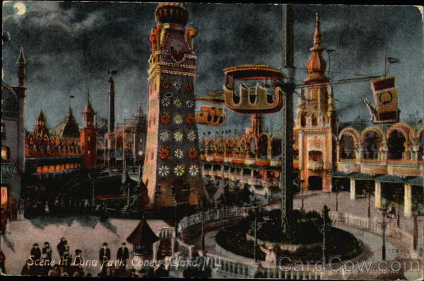 Night Scene at Luna Park Coney Island New York