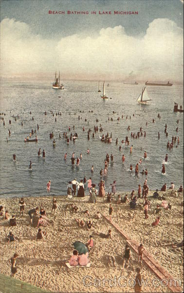 Beach Bathing in Lake Michigan Chicago Illinois