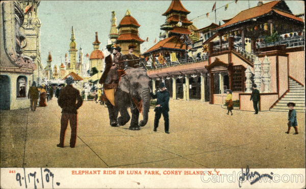 Elephant Ride in Luna Park Coney Island New York