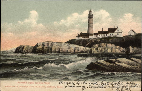 View of Lighthouse, Looking West Portland Maine