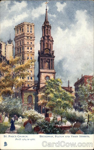 St Paul's Church, Broadway, Fulton and Vesey Streets New York