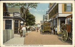 Commercial Street and Post Office Provincetown, MA Postcard Postcard