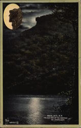 The Old Man of the Mountain by moonlight White Mountains, NH Postcard Postcard