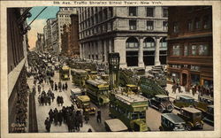5th Avenue Traffice Showing Signal Tower Postcard