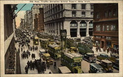 5th Avenue Traffice Showing Signal Tower New York, NY Postcard Postcard