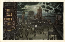 Night View of Herald Square New York, NY Postcard Postcard