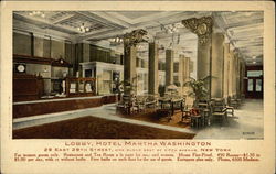 Lobby, Hotel Martha Washington Postcard