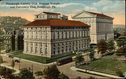 Pittsburgh Athletic Club, Masonic Temple and University Club Pennsylvania Postcard Postcard