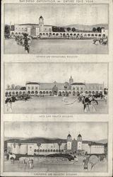 Views of 3 Buildings of the San Diego Exposition, 1915 Postcard