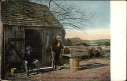 Making Lobster Traps, Cape Elizabeth Postcard