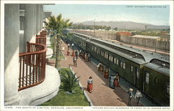 Indians Selling Beadwork in Front of El Garces Hotel, The Santa Fe Limited Postcard