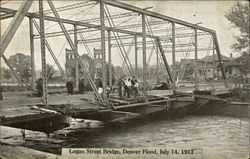 Logan Street Bridge, Flood of July 14, 1912 Denver, CO Postcard 