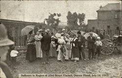Sufferers in Region of 23rd Street Viaduct, Flood, July 14, 1912 Denver, CO Postcard 
