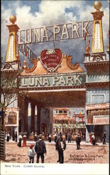 Entrance to Luna Park, Coney Island Postcard