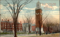 The Carrie Tower, Hope, Manning and University Halls at Left - Brown University Postcard