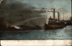 Fire Boat in Action, North River, CL&WR, Hoboken Fire New Jersey Postcard Postcard