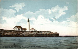 Portland Headlight from Water Maine Postcard Postcard