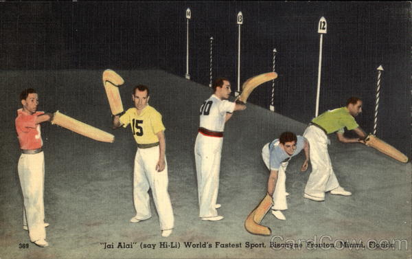 Jai Alai (Say Hi-Li) World's Fastest Sport, Biscayne Fronton Miami Florida