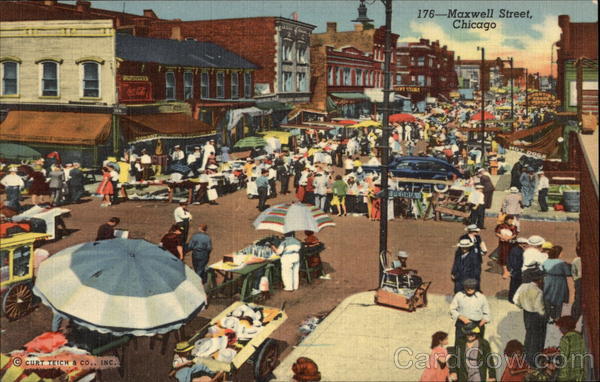 Maxwell Street Ghetto Market, Roosevelt Road and 14th Street, East and West of Halsted St Chicago Illinois