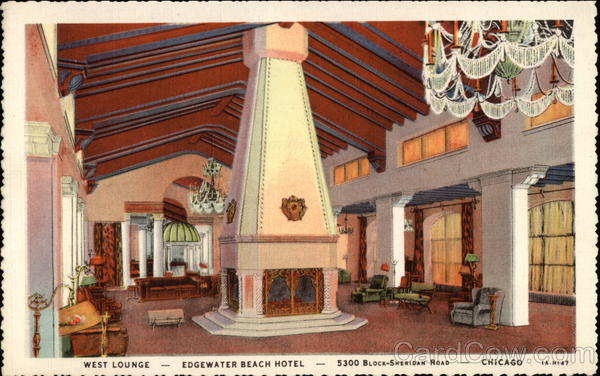 West Lounge - Edgewater Beach Hotel - 5300 Block Sheridan Road Chicago Illinois
