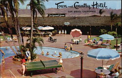 Pool Area, Town and Country Hotel Postcard