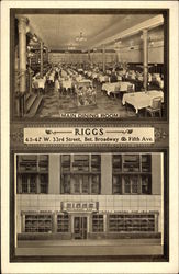 Main Dining Room and Frontage, Riggs Restaurant Postcard