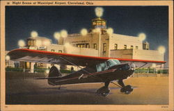 Night Scene at Municipal Airport Postcard