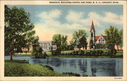 Memorial Building, Chapel and Pond, MSC Postcard