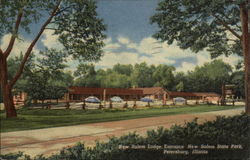 New Salem Lodge; Entrance New Salem State Park Postcard