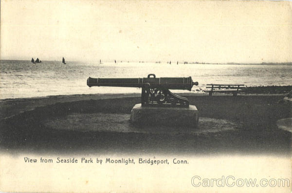 View From Seaside Park By Moonlight Bridgeport Connecticut