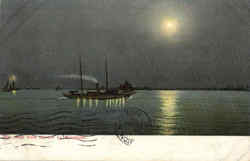 New York Harbor By Moonlight New York City, NY Postcard Postcard