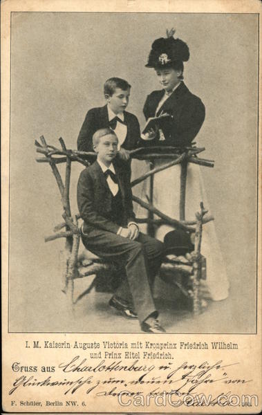 Kaiserin Augusta Victoria, Crown Prince Wilhelm,Prince Eitel Friedrich of Prussia