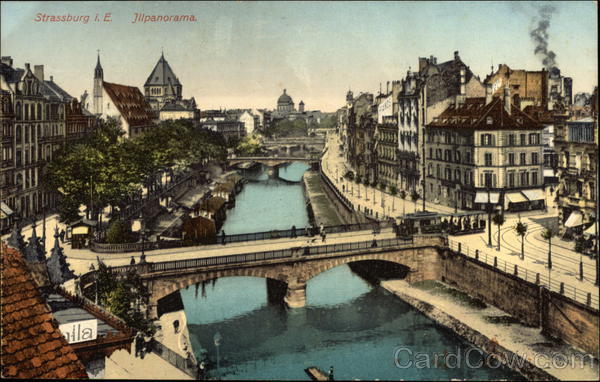 View of Town, River and Bridges Strasbourg France