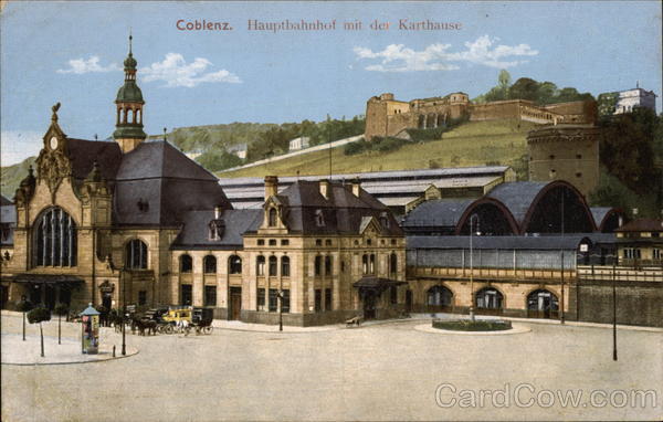 Hauptbahnhof mit der Karthause Koblenz Germany