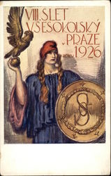 Woman with Shield Holding up Bird-of-Prey Casting Woman with Shield Holding up Bird-of-Prey Casting