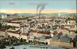 View of Town and Brewery Postcard
