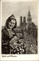Frauenkirche, Rathaus and Marienplatz Munich, Germany Postcard Postcard
