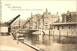 Freihafen-Lagerhauser: Block E und Staatsspeicher Postcard