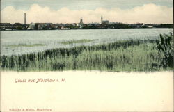 View of Town and River Malchow, Germany Postcard Postcard
