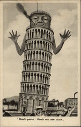 Leaning Tower of Pisa Smoking A Cigarette Postcard