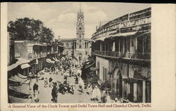 Clock Tower, Delhi Town Hall and Chandai Chowk Postcard